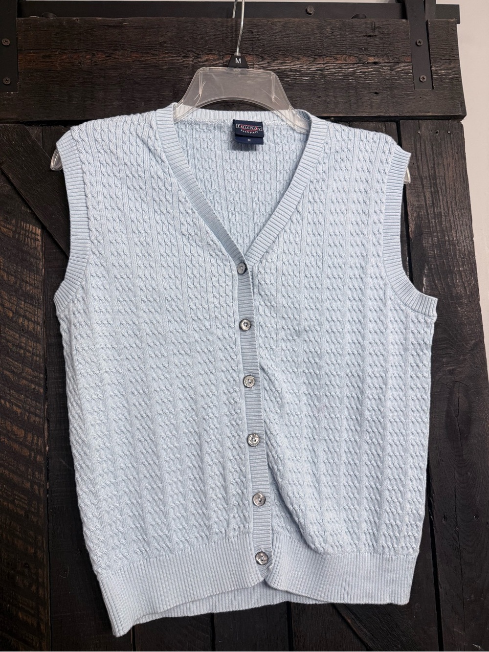 Cable Knit Sleeveless Button-Front Sweater Vest